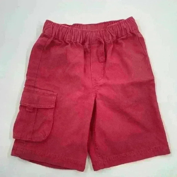 Hanna Andersson Size 110 Red Cargo Shorts Drawstring 100% Cotton Side Pocket - Picture 9 of 9